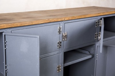 metal storage unit with wooden top